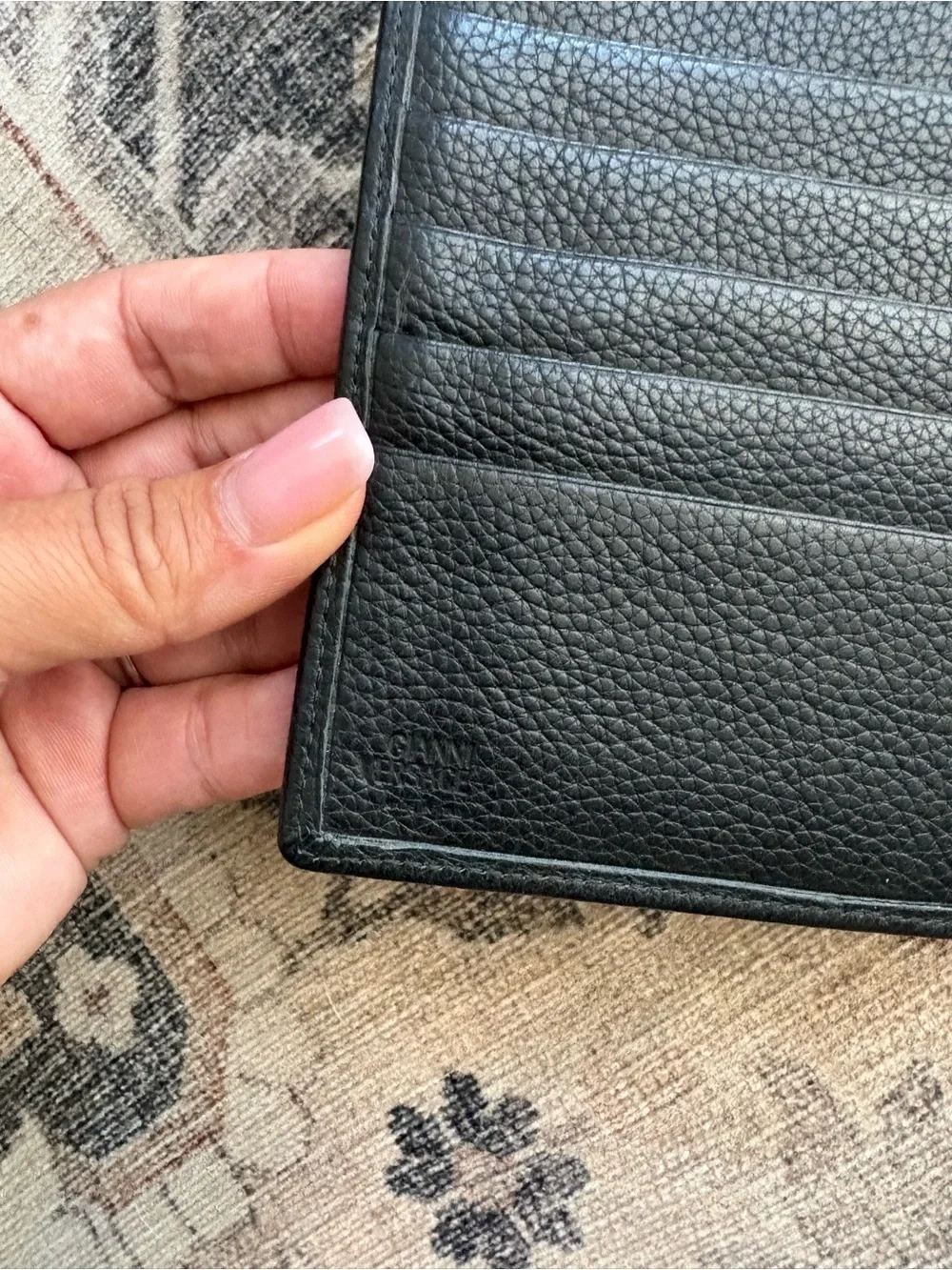 Vtg Gianni Versace Black Medusa pebbled leather organizer travel wallet holder